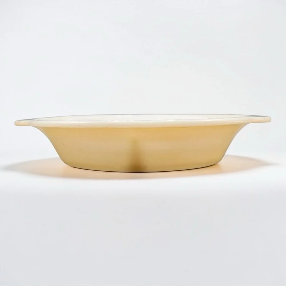 Vintage Fire King Peach Luster Reverse Logo Divided Casserole Serving Dish #468